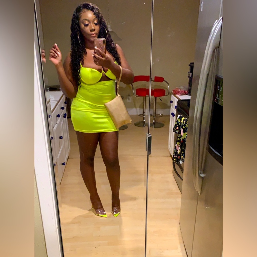 NEON YELLOW CUT OUT DRESS